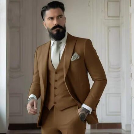 Men's Slim Fit Solid Color Business Suit Set - IVOIRART.COM