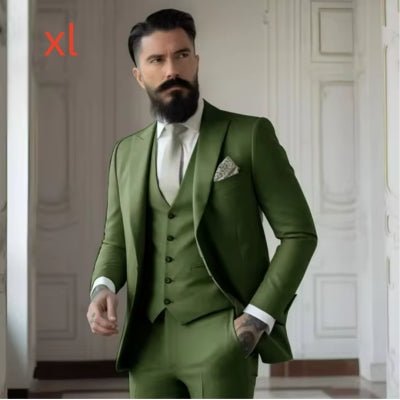 Men's Slim Fit Solid Color Business Suit Set - IVOIRART.COM