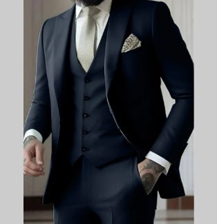 Men's Slim Fit Solid Color Business Suit Set - IVOIRART.COM