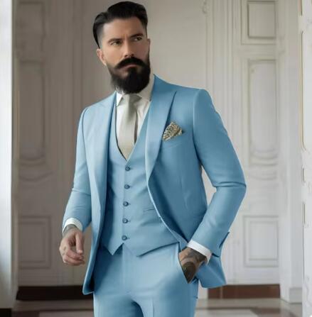 Men's Slim Fit Solid Color Business Suit Set - IVOIRART.COM
