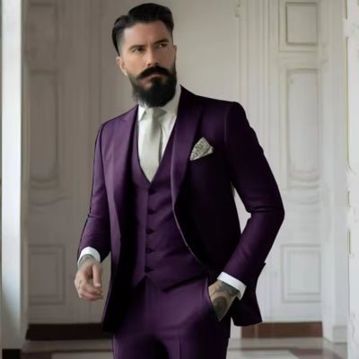 Men's Slim Fit Solid Color Business Suit Set - IVOIRART.COM