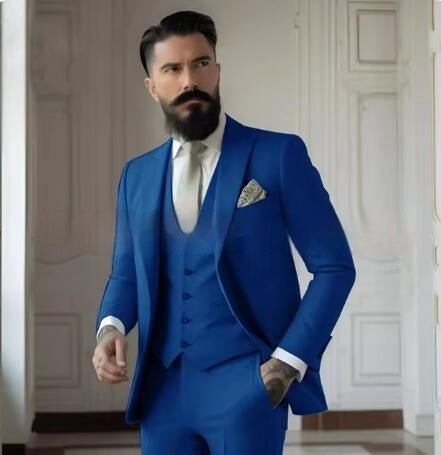 Men's Slim Fit Solid Color Business Suit Set - IVOIRART.COM