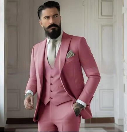 Men's Slim Fit Solid Color Business Suit Set - IVOIRART.COM