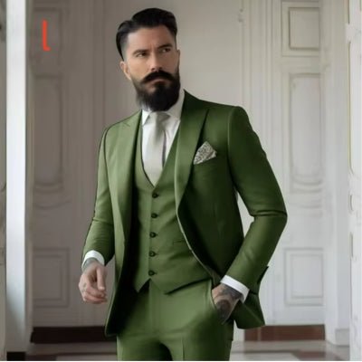Men's Slim Fit Solid Color Business Suit Set - IVOIRART.COM