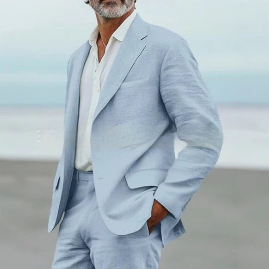 Men's Suit Casual Men's Linen Business Banquet Two-piece Suit - IVOIRART.COM