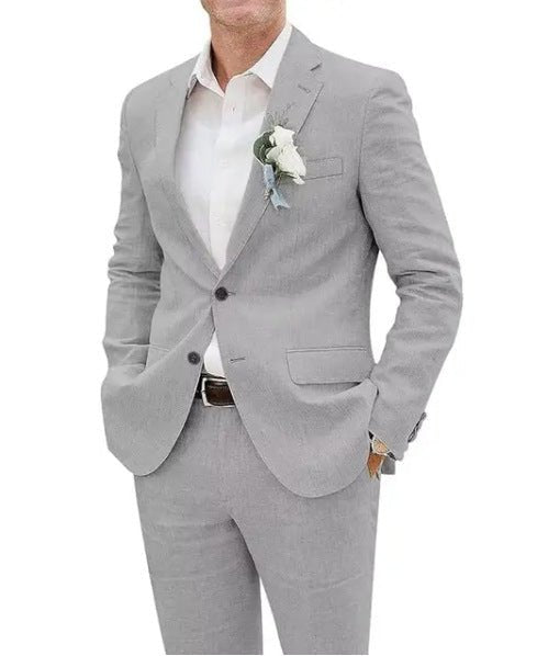 Men's Suit Casual Men's Linen Business Banquet Two-piece Suit - IVOIRART.COM