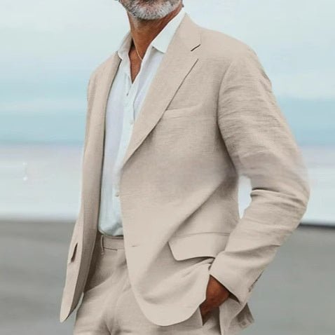 Men's Suit Casual Men's Linen Business Banquet Two-piece Suit - IVOIRART.COM