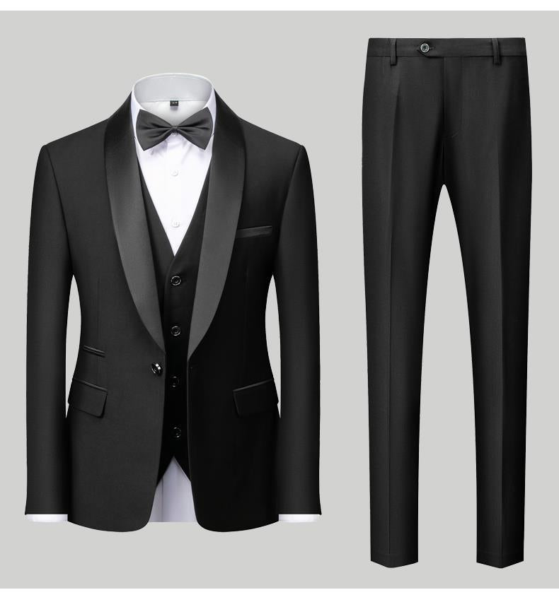 Men's Suit Set Green Fruit Collar Stage Suit Dress Host Performance Bridegroom Best Man Three-piece Suit - IVOIRART.COM