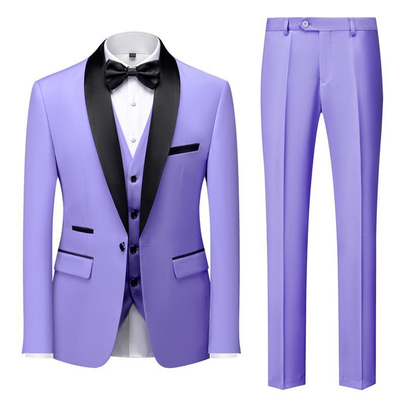 Men's Suit Set Green Fruit Collar Stage Suit Dress Host Performance Bridegroom Best Man Three-piece Suit - IVOIRART.COM