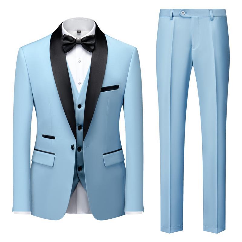 Men's Suit Set Green Fruit Collar Stage Suit Dress Host Performance Bridegroom Best Man Three-piece Suit - IVOIRART.COM