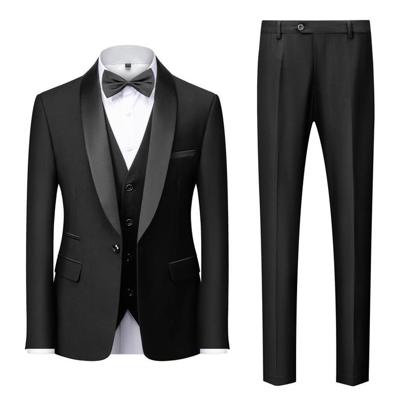 Men's Suit Set Green Fruit Collar Stage Suit Dress Host Performance Bridegroom Best Man Three-piece Suit - IVOIRART.COM