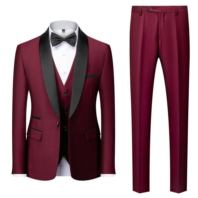 Men's Suit Set Green Fruit Collar Stage Suit Dress Host Performance Bridegroom Best Man Three-piece Suit - IVOIRART.COM