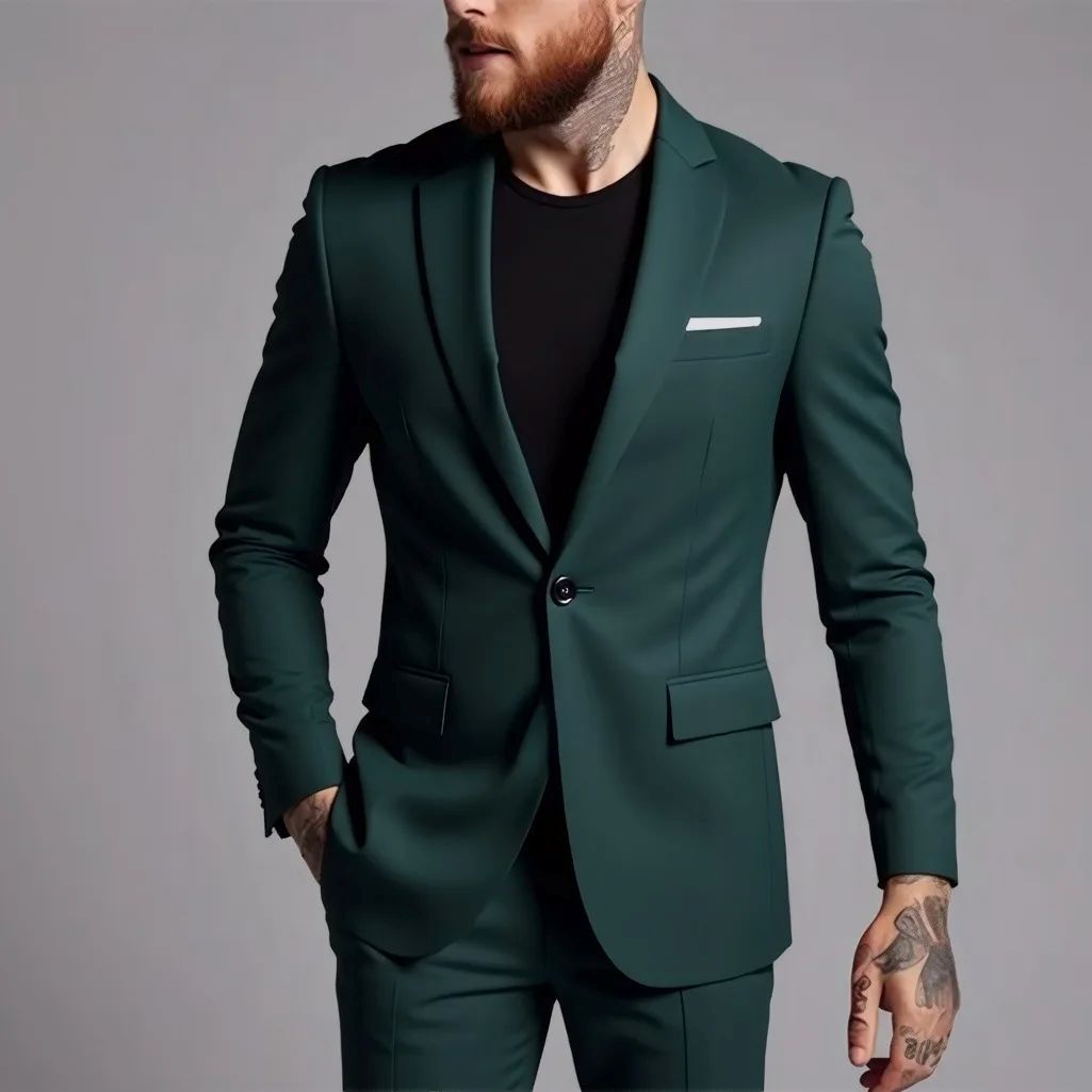 Men's Suit Set Slim Fit Casual Two-piece Suit - IVOIRART.COM