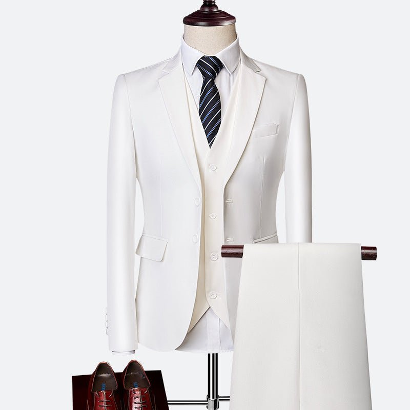 Men's Suit Three-piece Suit British Slim-fitting Wedding Dress Multicolor Plus Size - IVOIRART.COM