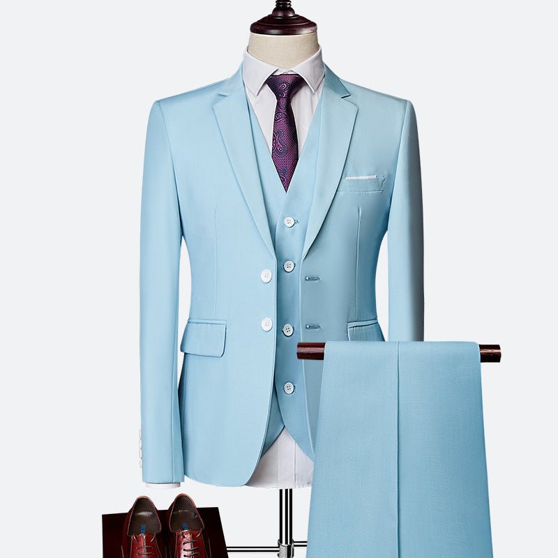 Men's Suit Three-piece Suit British Slim-fitting Wedding Dress Multicolor Plus Size - IVOIRART.COM