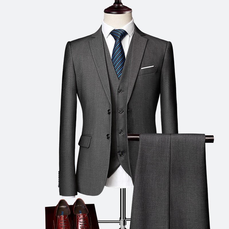 Men's Suit Three-piece Suit British Slim-fitting Wedding Dress Multicolor Plus Size - IVOIRART.COM