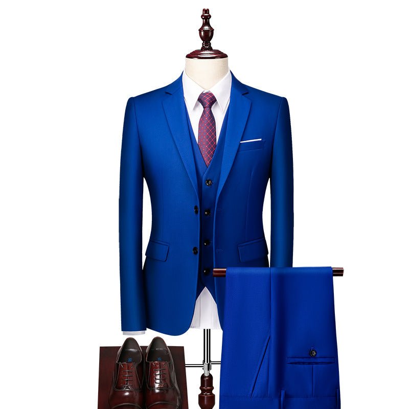 Men's Suit Three-piece Suit British Slim-fitting Wedding Dress Multicolor Plus Size - IVOIRART.COM