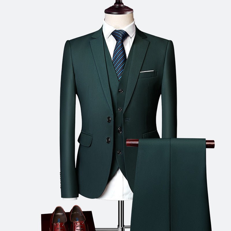 Men's Suit Three-piece Suit British Slim-fitting Wedding Dress Multicolor Plus Size - IVOIRART.COM