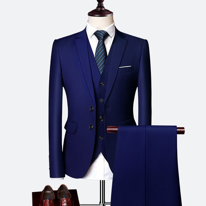 Men's Suit Three-piece Suit British Slim-fitting Wedding Dress Multicolor Plus Size - IVOIRART.COM