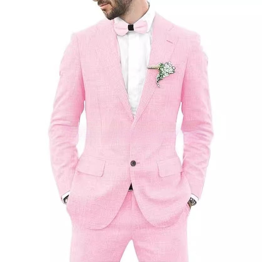 Men's Suit Wedding Party Suit Slim Fit Casual Coat Trousers - IVOIRART.COM