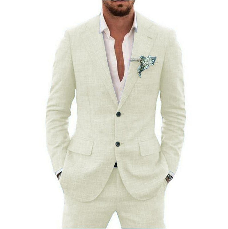 Men's Suit Wedding Party Suit Slim Fit Casual Coat Trousers - IVOIRART.COM