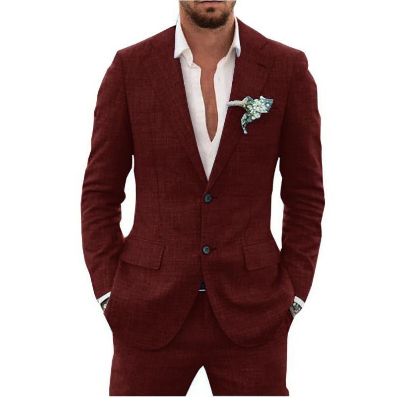 Men's Suit Wedding Party Suit Slim Fit Casual Coat Trousers - IVOIRART.COM