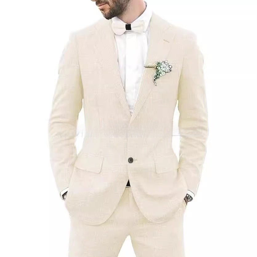 Men's Suit Wedding Party Suit Slim Fit Casual Coat Trousers - IVOIRART.COM