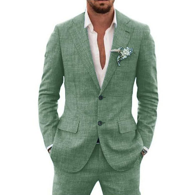 Men's Suit Wedding Party Suit Slim Fit Casual Coat Trousers - IVOIRART.COM