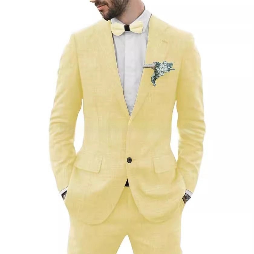 Men's Suit Wedding Party Suit Slim Fit Casual Coat Trousers - IVOIRART.COM