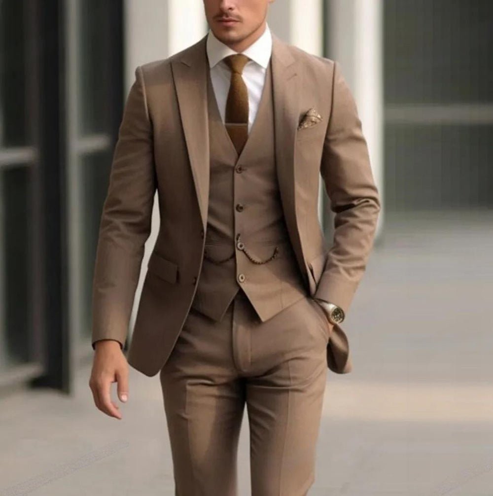 Men's Three-piece Suit Solid Color High Sense - IVOIRART.COM