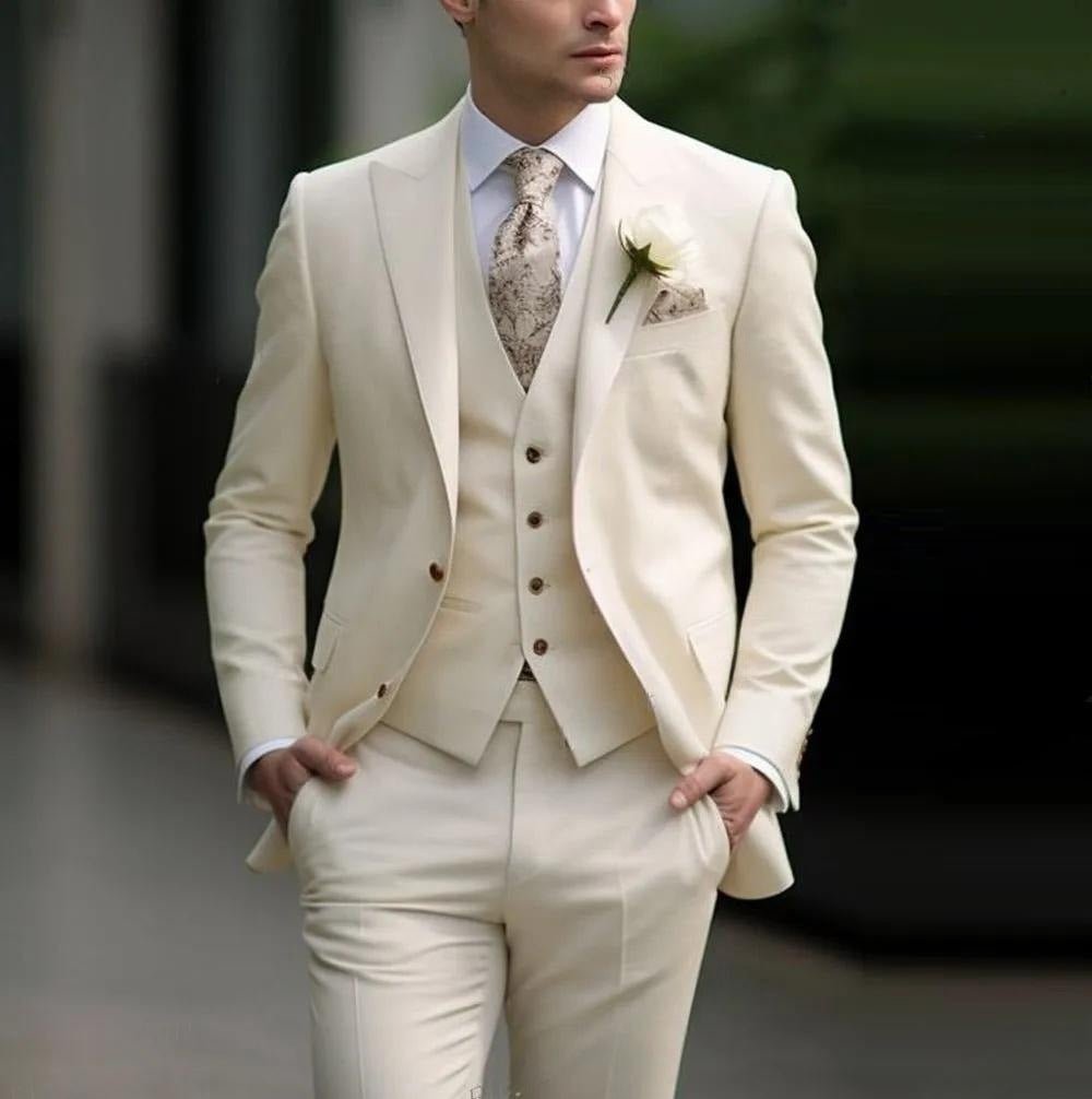 Men's Three-piece Suit Solid Color High Sense - IVOIRART.COM