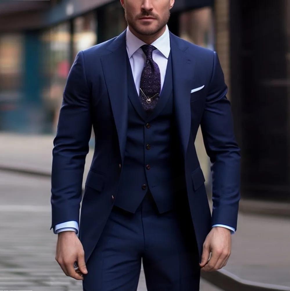 Men's Three-piece Suit Solid Color High Sense - IVOIRART.COM