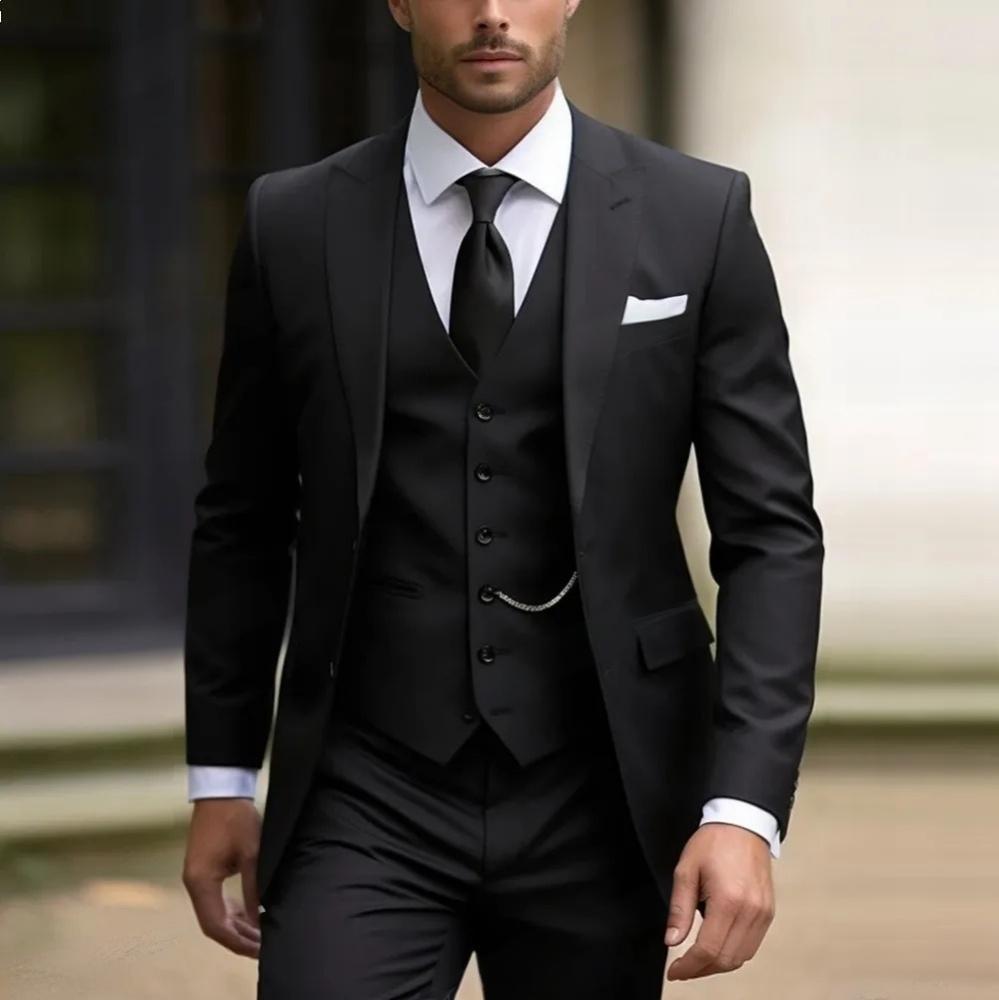 Men's Three-piece Suit Solid Color High Sense - IVOIRART.COM