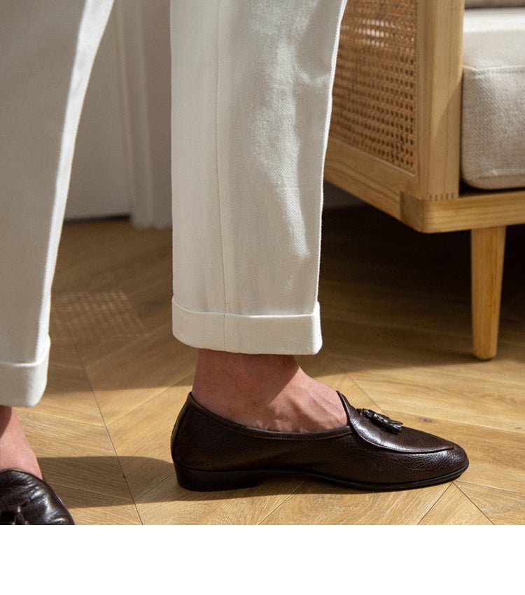 Men's Washed Cotton High Waist Straight Pants - IVOIRART.COM