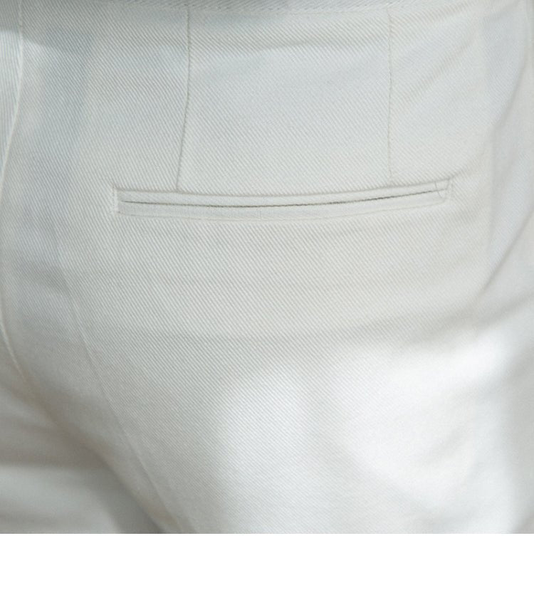 Men's Washed Cotton High Waist Straight Pants - IVOIRART.COM
