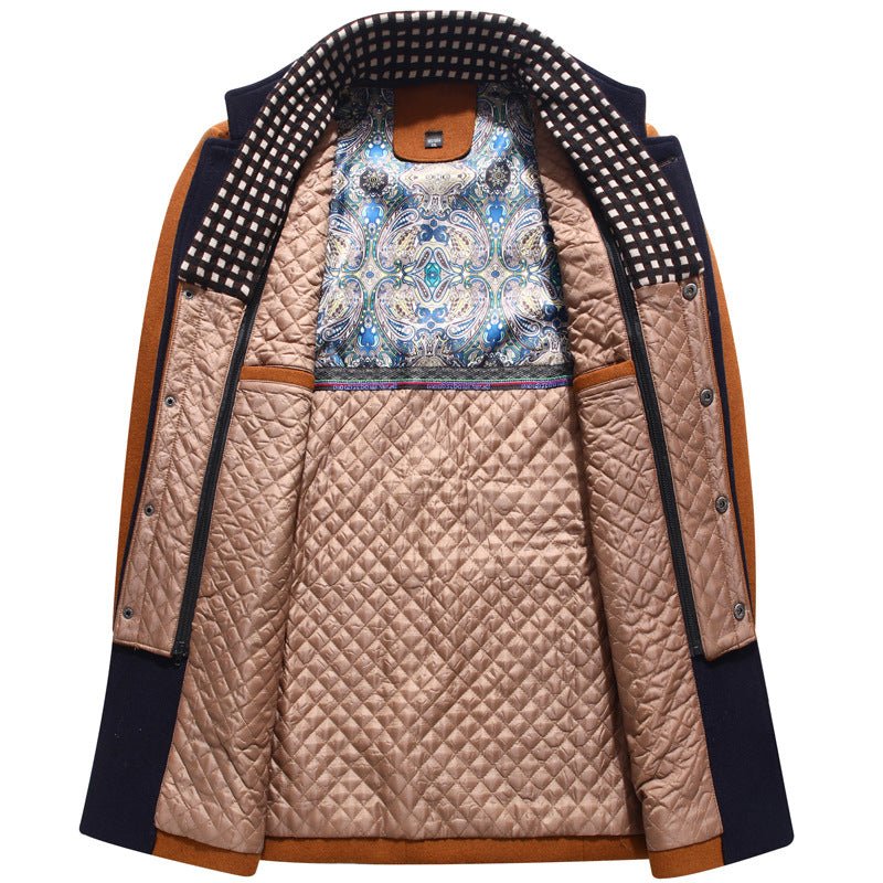 Men's Woolen Coat Thickened Scarf Collar Coat - IVOIRART.COM
