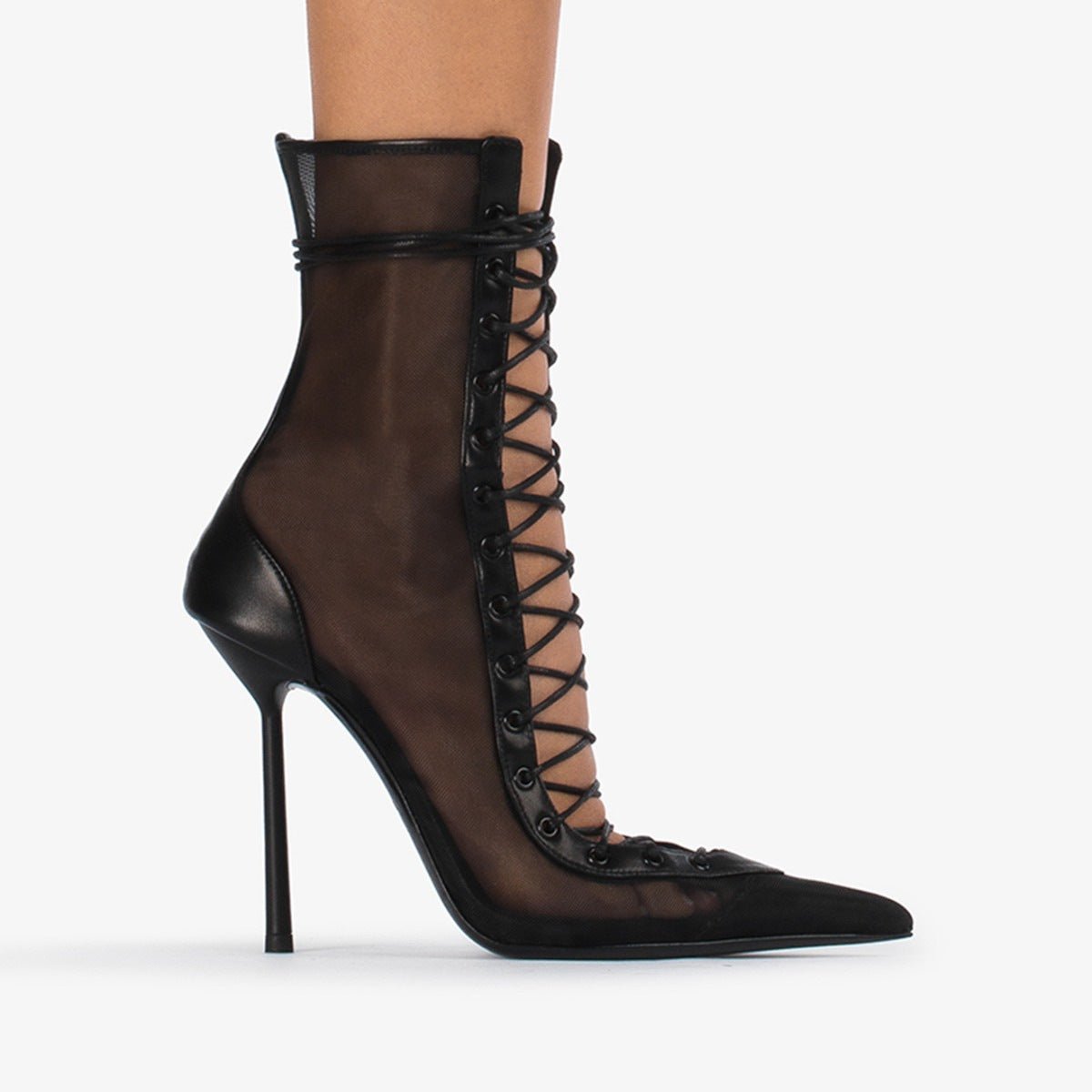 Mesh Patent Leather High-Heel Sandals For Women - IVOIRART.COM
