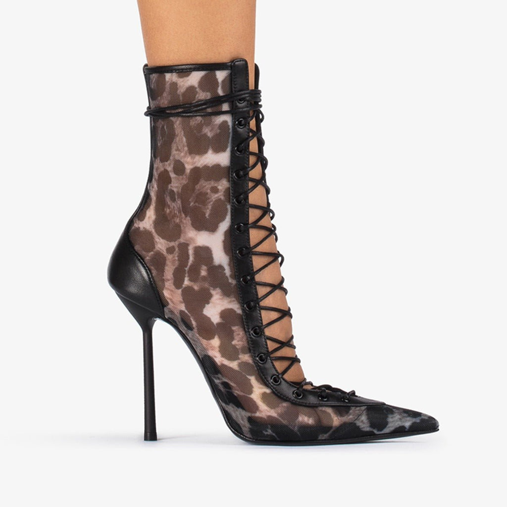 Mesh Patent Leather High-Heel Sandals For Women - IVOIRART.COM