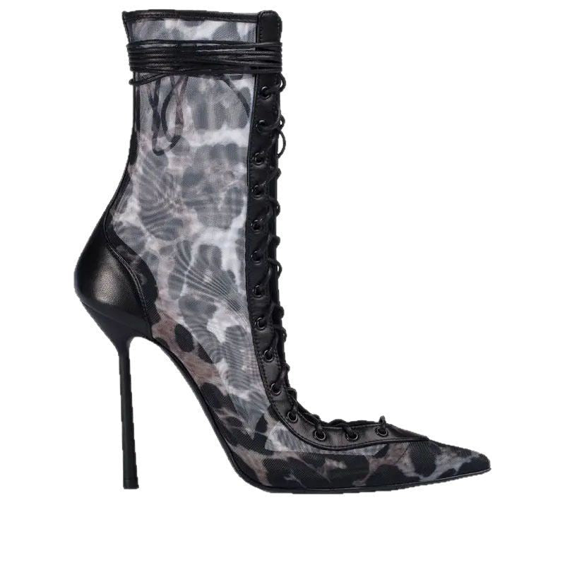 Mesh Patent Leather High-Heel Sandals For Women - IVOIRART.COM
