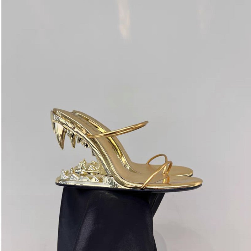 Metal High Heeled Fangs Sandals - IVOIRART.COM