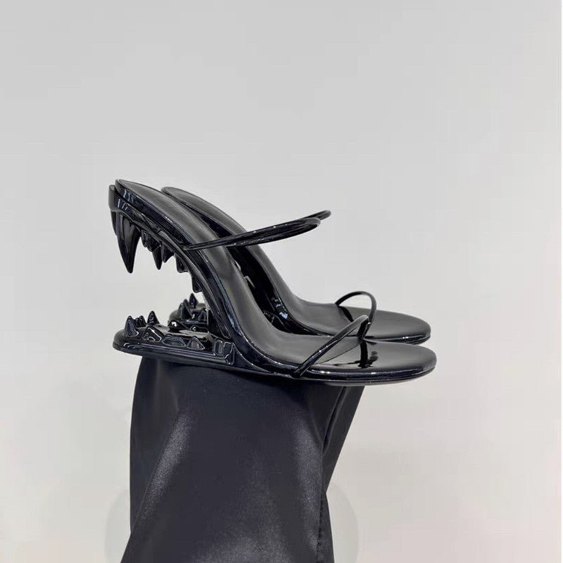 Metal High Heeled Fangs Sandals - IVOIRART.COM