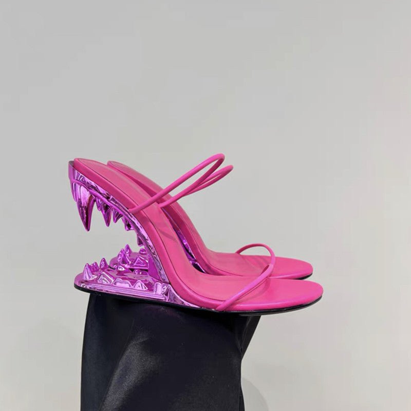 Metal High Heeled Fangs Sandals - IVOIRART.COM