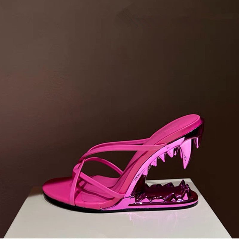 Metal High Heeled Fangs Sandals - IVOIRART.COM