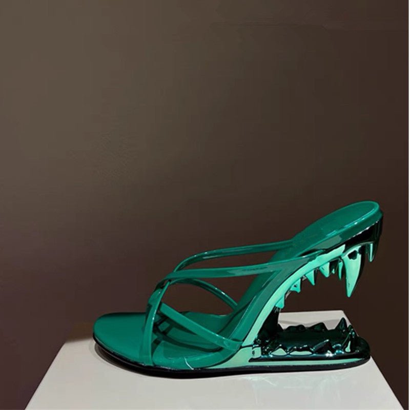 Metal High Heeled Fangs Sandals - IVOIRART.COM