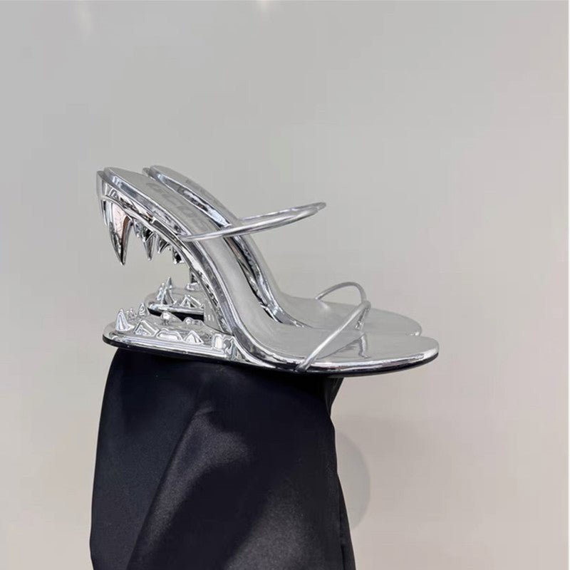 Metal High Heeled Fangs Sandals - IVOIRART.COM