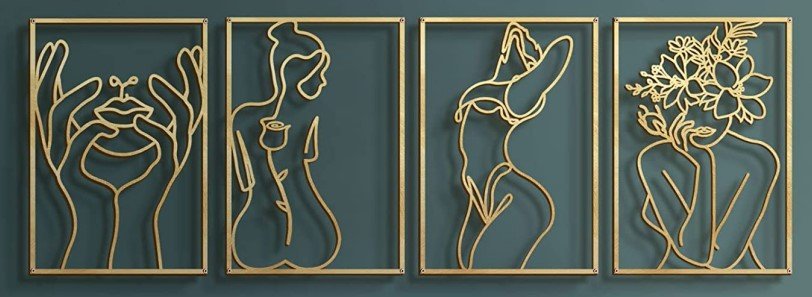 Metal Wall Ornament Art Silhouette Female - IVOIRART.COM