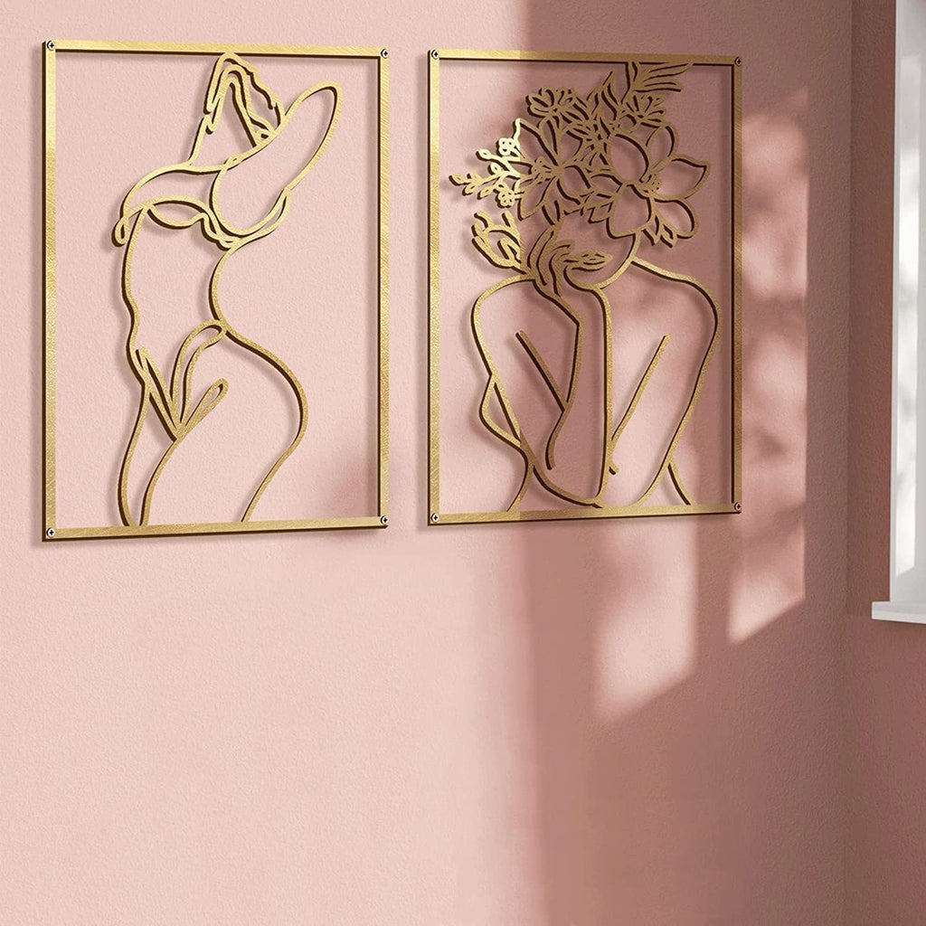 Metal Wall Ornament Art Silhouette Female - IVOIRART.COM