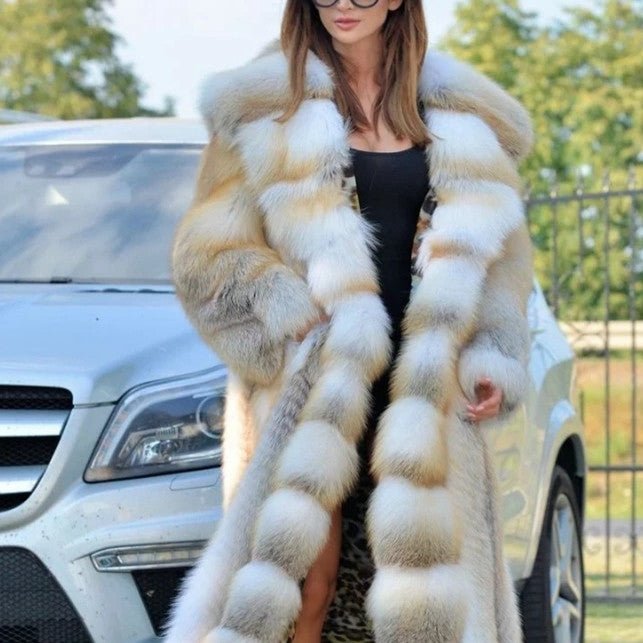 Mid-length Coat With Hooded European And American Faux Fur - IVOIRART.COM