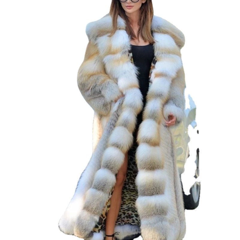 Mid-length Coat With Hooded European And American Faux Fur - IVOIRART.COM