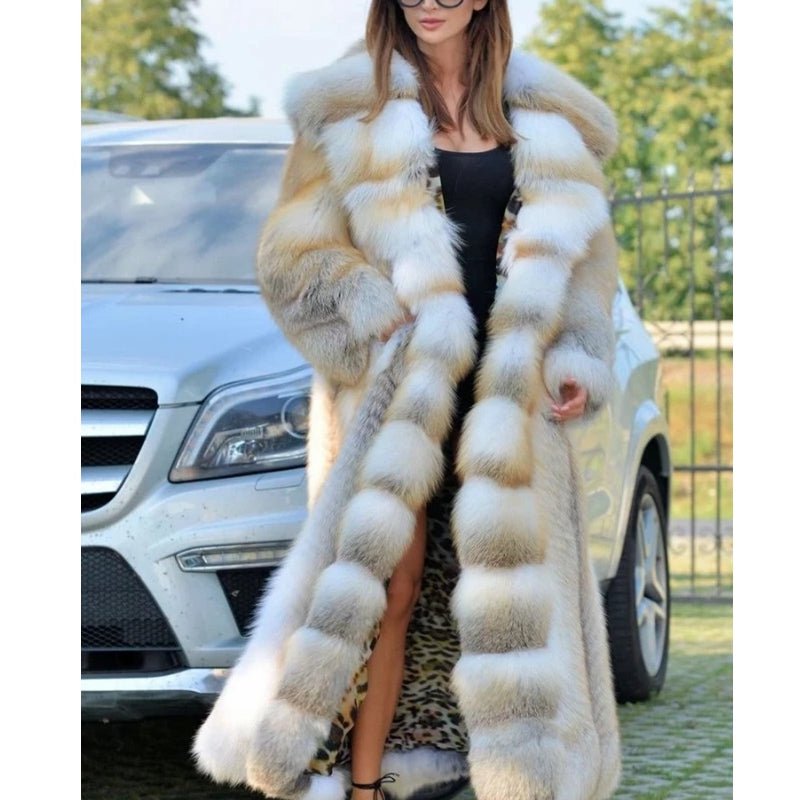 Mid-length Coat With Hooded European And American Faux Fur - IVOIRART.COM